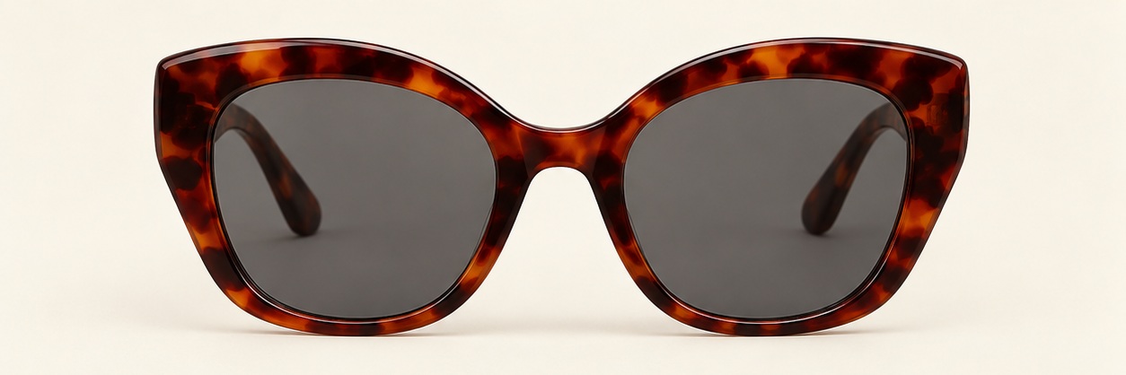 Red-brown tortoiseshell / Smoke gray Cinema Butterfly, front view