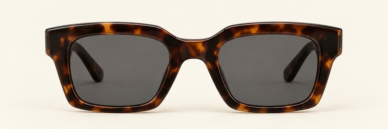 Dark coffee tortoiseshell / Smoke gray Midnight Angular, front view