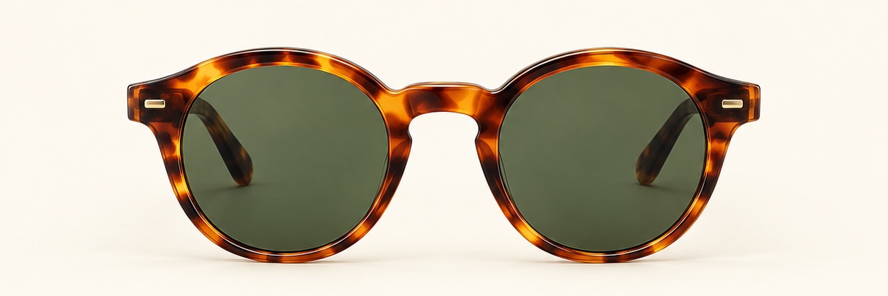 Amber tortoiseshell / Green Tramline Panto, front view